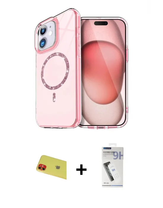 ieg™ iPhone 11 Kılıf Kıvılcım Form Prime - Şeffaf Uv Polymer Nano Ekran Koruyucu + Rainbow Kamera Lens Koruma Cam - KI