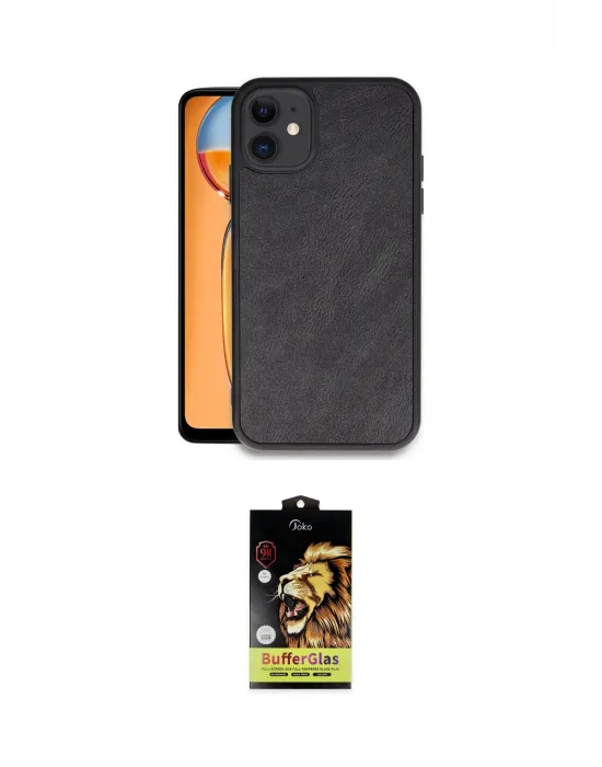 ieg™ iPhone 11 Kılıf Kıvılcım Işık Serisi - Siyah Buffer Cam Ekran Koruyucu