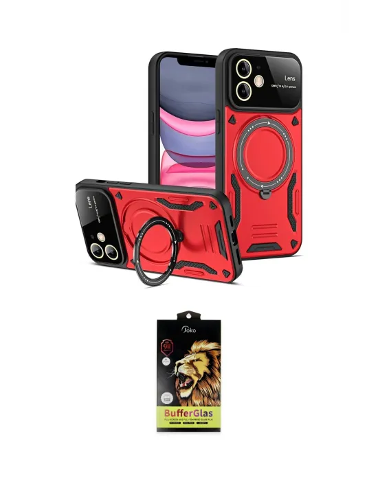 ieg™ iPhone 11 Kılıf Kıvılcım Modern Serisi - Siyah Buffer Cam Ekran Koruyucu