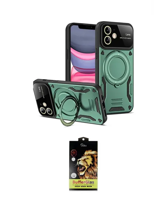 ieg™ iPhone 11 Kılıf Kıvılcım Modern Serisi - Siyah Buffer Cam Ekran Koruyucu