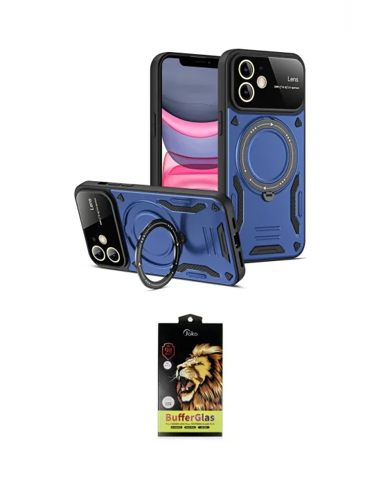 ieg™ iPhone 11 Kılıf Kıvılcım Modern Serisi - Siyah Buffer Cam Ekran Koruyucu
