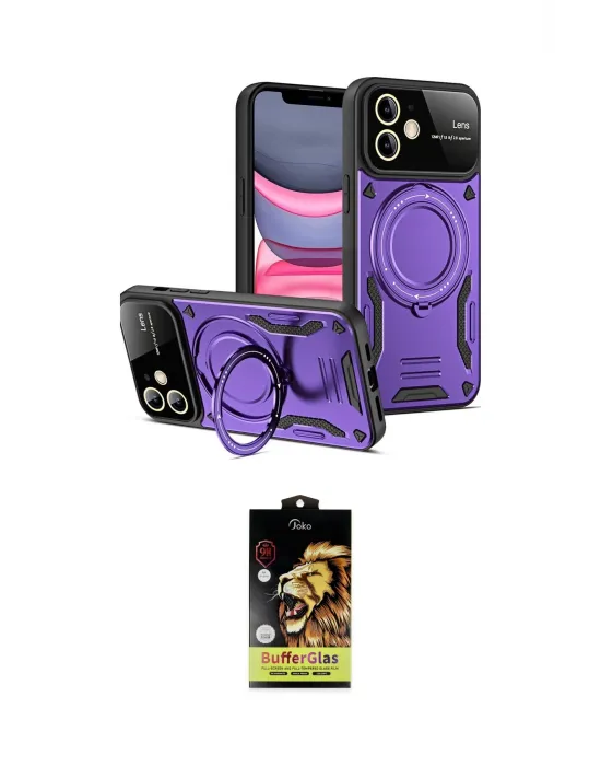 ieg™ iPhone 11 Kılıf Kıvılcım Modern Serisi - Siyah Buffer Cam Ekran Koruyucu