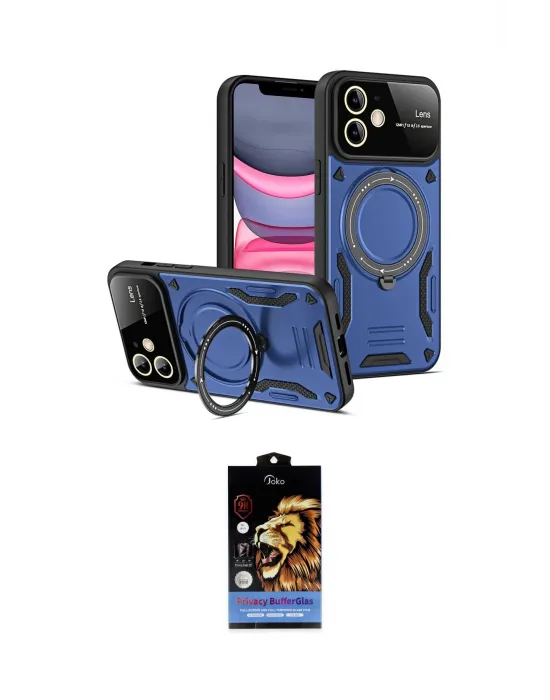 ieg™ iPhone 11 Kılıf Kıvılcım Modern Serisi - Siyah Buffer Hayalet Cam Ekran Koruyucu
