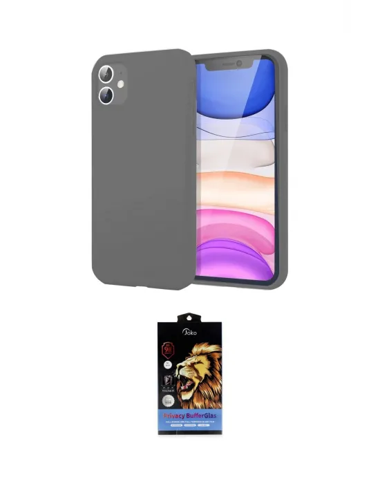 ieg™ iPhone 11 Kılıf Kozmos Yansıma Özel Seri - Siyah Buffer Hayalet Cam Ekran Koruyucu
