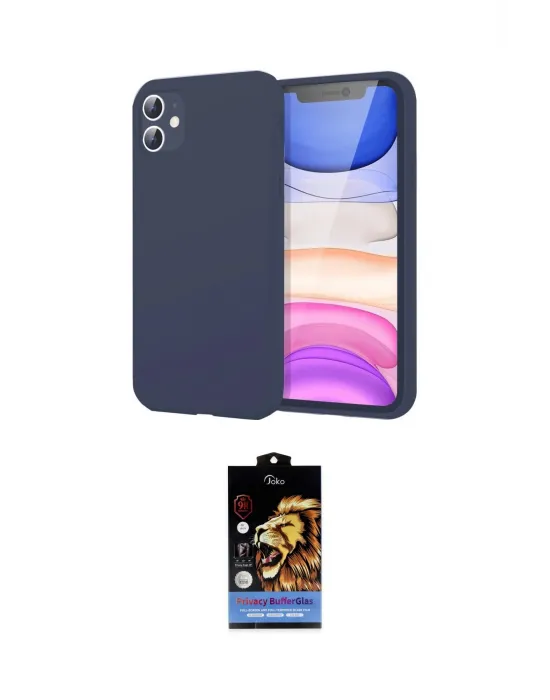 ieg™ iPhone 11 Kılıf Kozmos Yansıma Özel Seri - Siyah Buffer Hayalet Cam Ekran Koruyucu