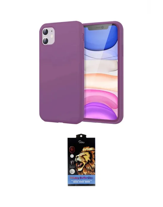 ieg™ iPhone 11 Kılıf Kozmos Yansıma Özel Seri - Siyah Buffer Hayalet Cam Ekran Koruyucu