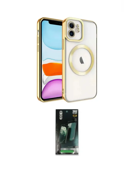 ieg™ iPhone 11 Kılıf Nova Işık Özel Seri - Siyah 360 Mat Full Body Arka Koruyucu