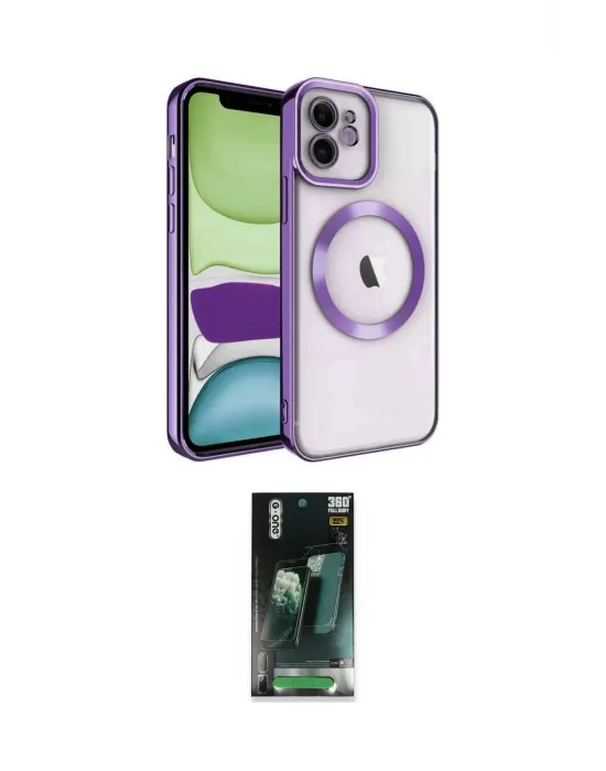 ieg™ iPhone 11 Kılıf Nova Işık Özel Seri - Siyah 360 Mat Full Body Arka Koruyucu