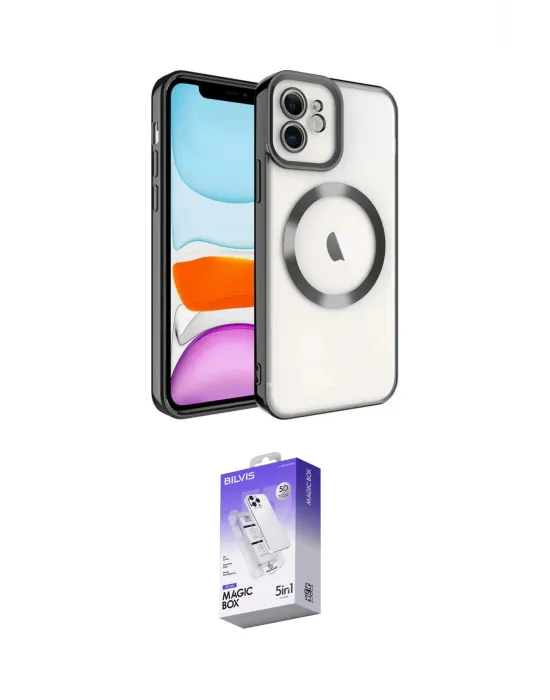 ieg™ iPhone 11 Kılıf Nova Işık Özel Seri - Siyah Bilvis 5in1 3D Magic Cam Ekran Koruyucu