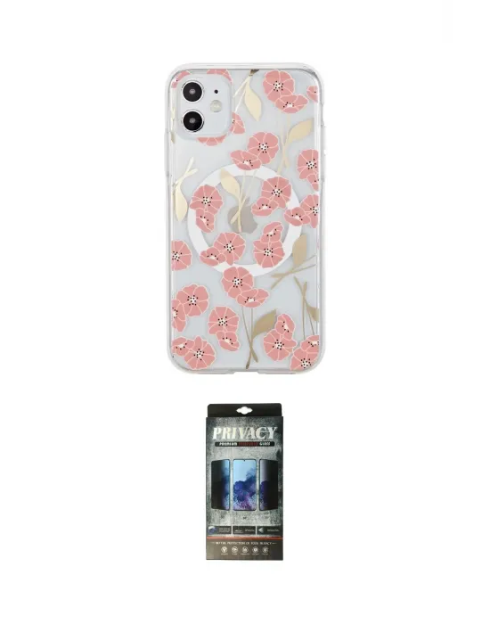 ieg™ iPhone 11 Kılıf Pusula Form - Siyah 34D Hayalet Izgaralı Cam