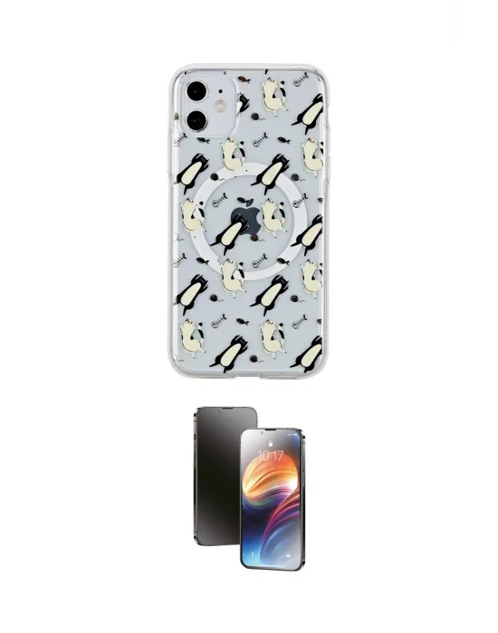 ieg™ iPhone 11 Kılıf Pusula Form - Siyah 3D Antistatik Mat Seramik Nano Ekran Koruyucu