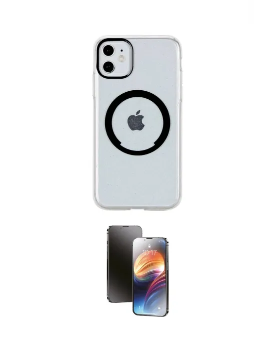 ieg™ iPhone 11 Kılıf Pusula Form - Siyah 3D Antistatik Mat Seramik Nano Ekran Koruyucu