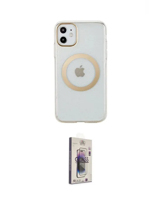 ieg™ iPhone 11 Kılıf Pusula Form - Siyah Bilvis 3D Cam Ekran Koruyucu