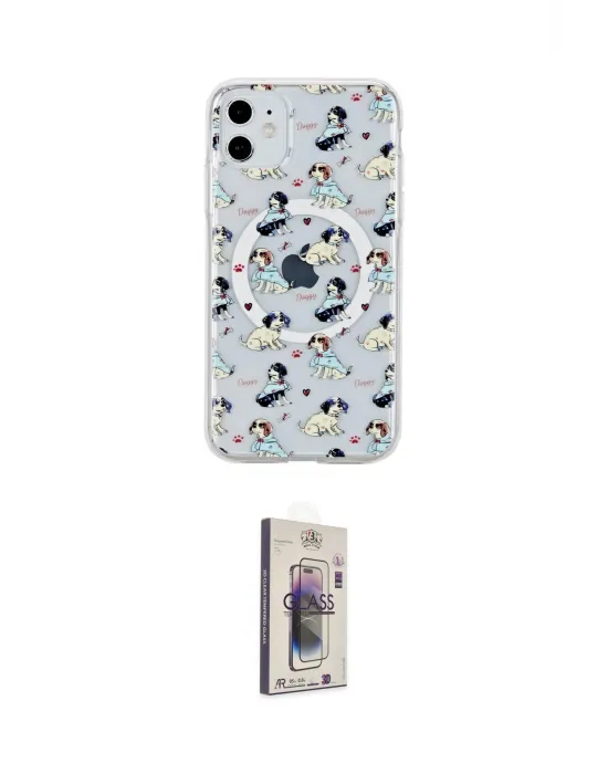 ieg™ iPhone 11 Kılıf Pusula Form - Siyah Bilvis 3D Cam Ekran Koruyucu