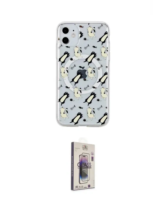 ieg™ iPhone 11 Kılıf Pusula Form - Siyah Bilvis 3D Cam Ekran Koruyucu