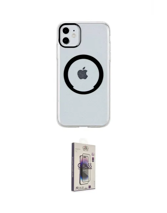 ieg™ iPhone 11 Kılıf Pusula Form - Siyah Bilvis 3D Cam Ekran Koruyucu