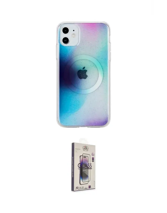 ieg™ iPhone 11 Kılıf Pusula Form - Siyah Bilvis 3D Cam Ekran Koruyucu