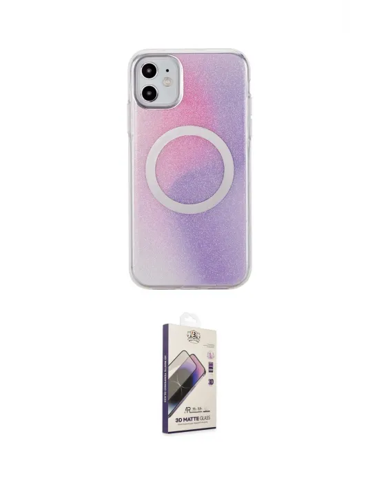 ieg™ iPhone 11 Kılıf Pusula Form - Siyah Bilvis 3D Mat Cam Ekran Koruyucu