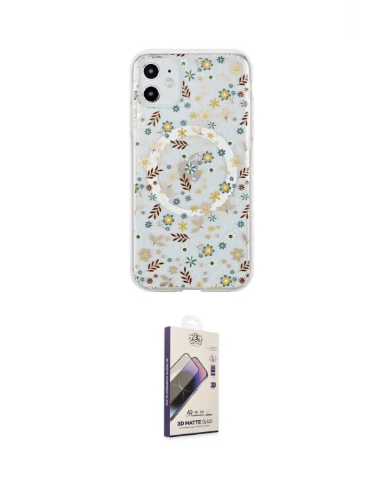 ieg™ iPhone 11 Kılıf Pusula Form - Siyah Bilvis 3D Mat Cam Ekran Koruyucu