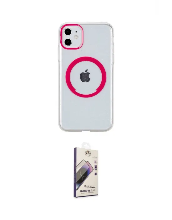 ieg™ iPhone 11 Kılıf Pusula Form - Siyah Bilvis 3D Mat Cam Ekran Koruyucu