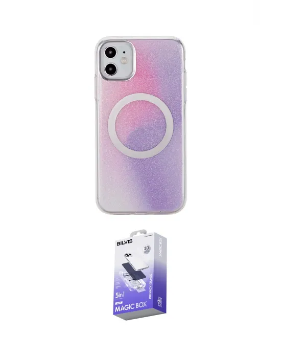ieg™ iPhone 11 Kılıf Pusula Form - Siyah Bilvis 5in1 5D Magic Hayalet Cam Ekran Koruyucu