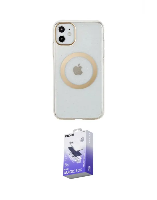 ieg™ iPhone 11 Kılıf Pusula Form - Siyah Bilvis 5in1 5D Magic Hayalet Cam Ekran Koruyucu