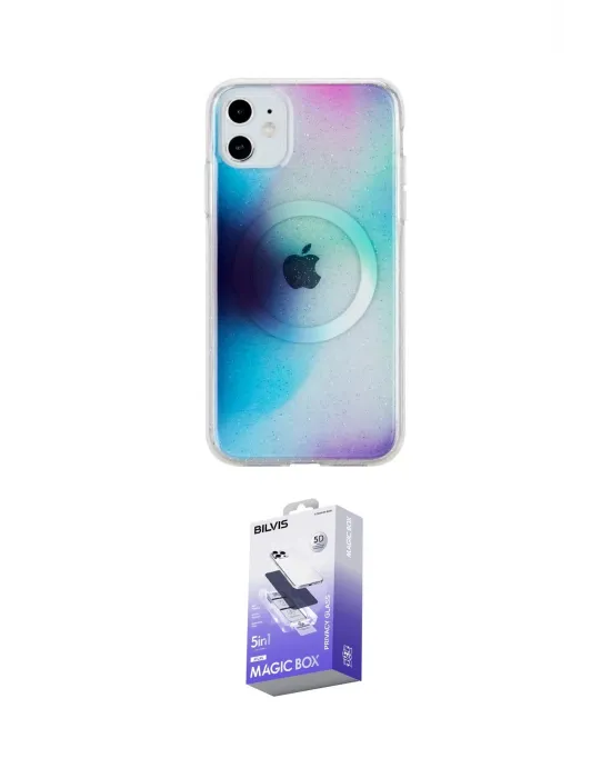 ieg™ iPhone 11 Kılıf Pusula Form - Siyah Bilvis 5in1 5D Magic Hayalet Cam Ekran Koruyucu