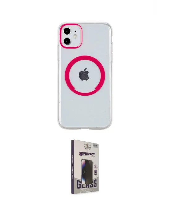 ieg™ iPhone 11 Kılıf Pusula Form - Siyah Bilvis Hayalet Cam Ekran Koruyucu