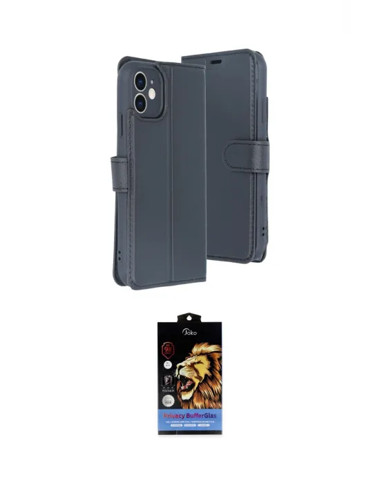 ieg™ iPhone 11 Kılıf Siluet Işık Serisi - Siyah Buffer Hayalet Cam Ekran Koruyucu