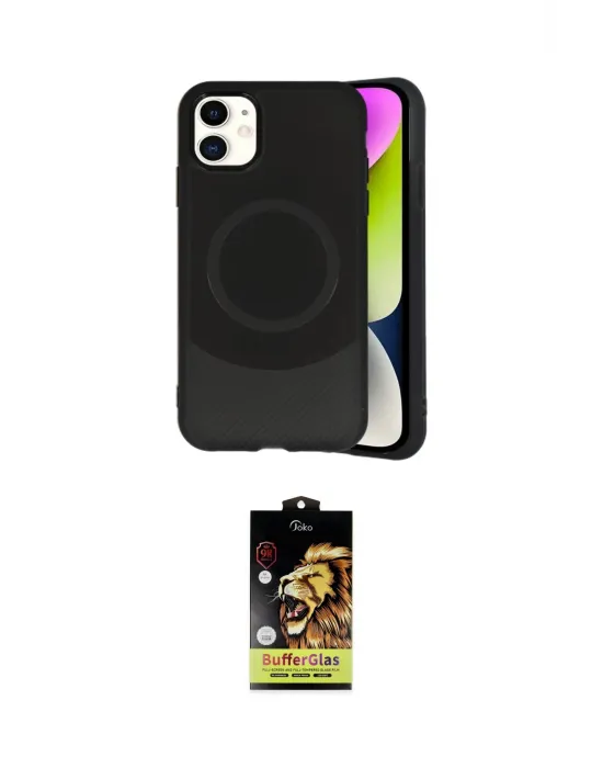 ieg™ iPhone 11 Kılıf Ufuk Serisi - Siyah Buffer Cam Ekran Koruyucu