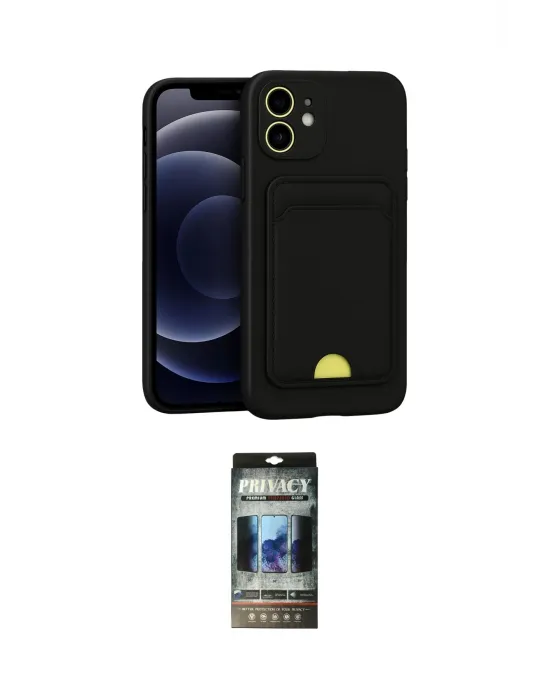 ieg™ iPhone 11 Kılıf Vadi Çizgi Prime - Siyah 34D Hayalet Izgaralı Cam