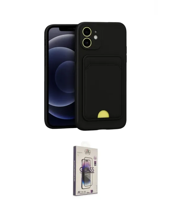 ieg™ iPhone 11 Kılıf Vadi Çizgi Prime - Siyah Bilvis 3D Cam Ekran Koruyucu