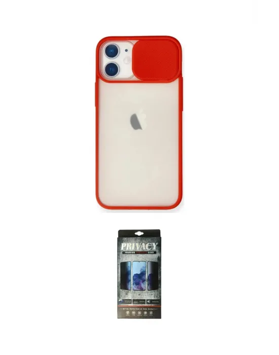 ieg™ iPhone 11 Kılıf Vadi Çizgi - Siyah 34D Hayalet Izgaralı Cam