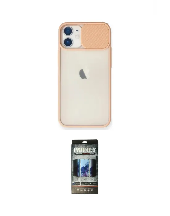 ieg™ iPhone 11 Kılıf Vadi Çizgi - Siyah 34D Hayalet Izgaralı Cam