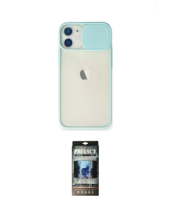 ieg™ iPhone 11 Kılıf Vadi Çizgi - Siyah 34D Hayalet Izgaralı Cam