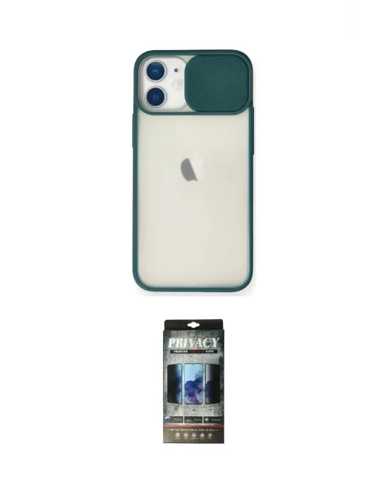 ieg™ iPhone 11 Kılıf Vadi Çizgi - Siyah 34D Hayalet Izgaralı Cam