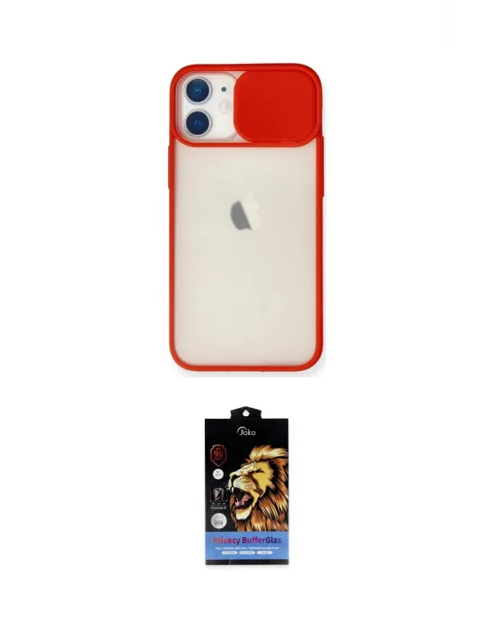ieg™ iPhone 11 Kılıf Vadi Çizgi - Siyah Buffer Hayalet Cam Ekran Koruyucu