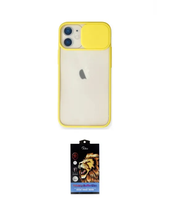 ieg™ iPhone 11 Kılıf Vadi Çizgi - Siyah Buffer Hayalet Cam Ekran Koruyucu