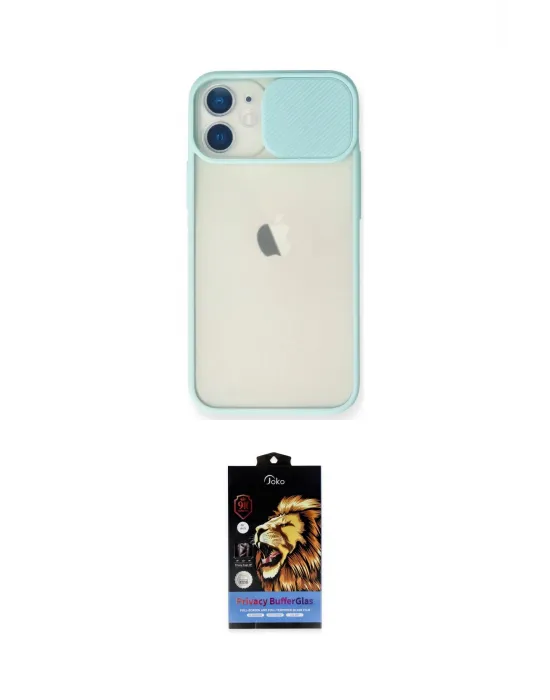 ieg™ iPhone 11 Kılıf Vadi Çizgi - Siyah Buffer Hayalet Cam Ekran Koruyucu