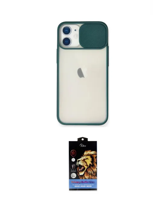 ieg™ iPhone 11 Kılıf Vadi Çizgi - Siyah Buffer Hayalet Cam Ekran Koruyucu