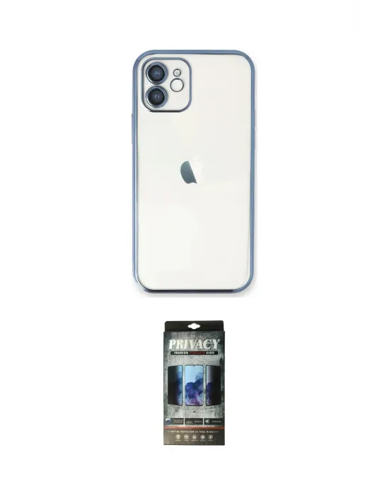 ieg™ iPhone 11 Kılıf Vadi Minimal - Siyah 34D Hayalet Izgaralı Cam