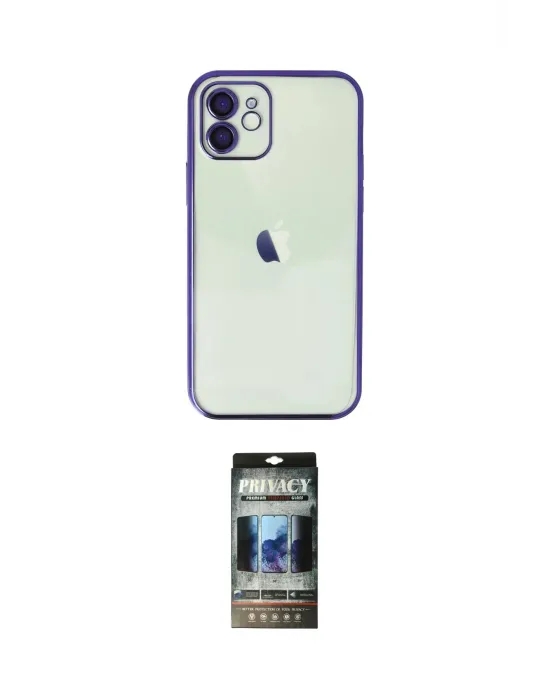 ieg™ iPhone 11 Kılıf Vadi Minimal - Siyah 34D Hayalet Izgaralı Cam