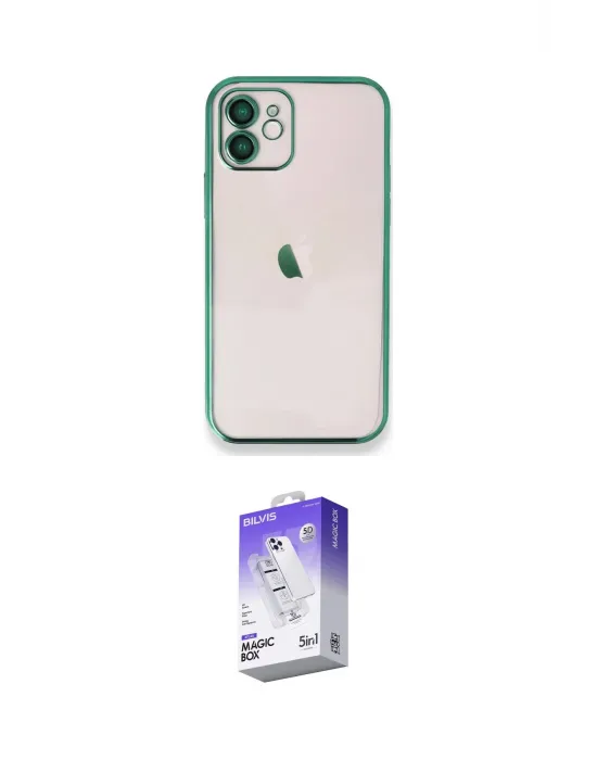 ieg™ iPhone 11 Kılıf Vadi Minimal - Siyah Bilvis 5in1 3D Magic Cam Ekran Koruyucu