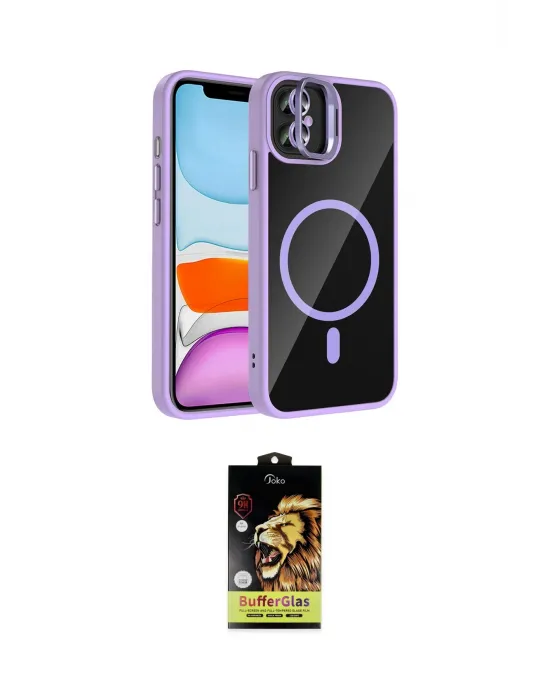 ieg™ iPhone 11 Kılıf Yadigar Asil Koleksiyonu - Siyah Buffer Cam Ekran Koruyucu