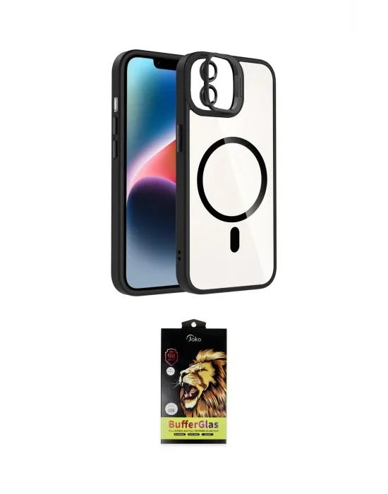 ieg™ iPhone 11 Kılıf Yadigar Asil Koleksiyonu - Siyah Buffer Cam Ekran Koruyucu