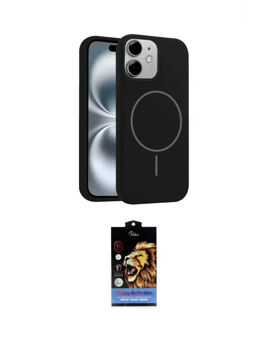 ieg™ iPhone 11 Kılıf Yankı Form Serisi - Siyah Buffer Hayalet Cam Ekran Koruyucu