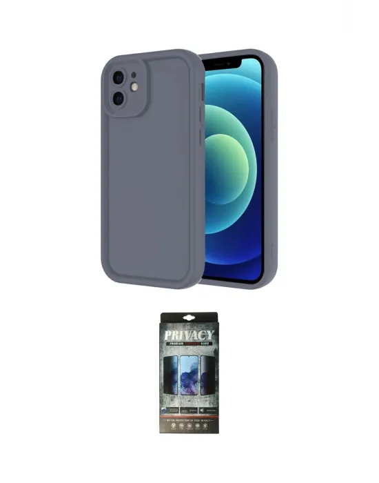 ieg™ iPhone 11 Kılıf Yankı Yansıma Özel Seri - Siyah 34D Hayalet Izgaralı Cam