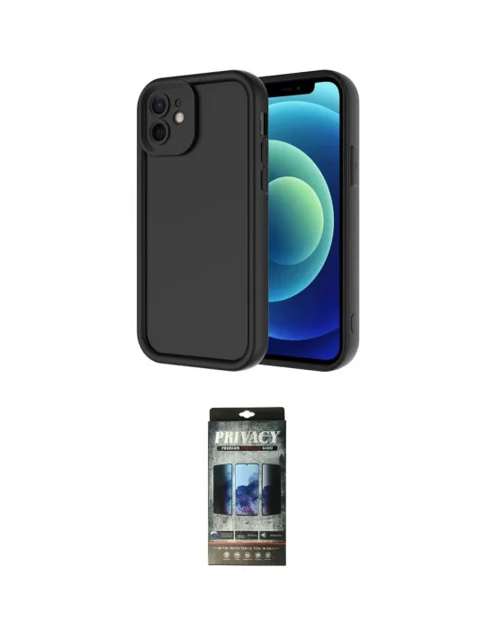 ieg™ iPhone 11 Kılıf Yankı Yansıma Özel Seri - Siyah 34D Hayalet Izgaralı Cam