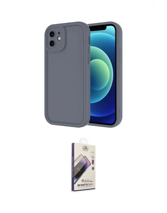 ieg™ iPhone 11 Kılıf Yankı Yansıma Özel Seri - Siyah Bilvis 3D Mat Cam Ekran Koruyucu