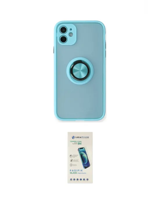 ieg™ iPhone 11 Kılıf Yörünge Çizgi - Şeffaf Pasifik Cam Ekran Koruyucu